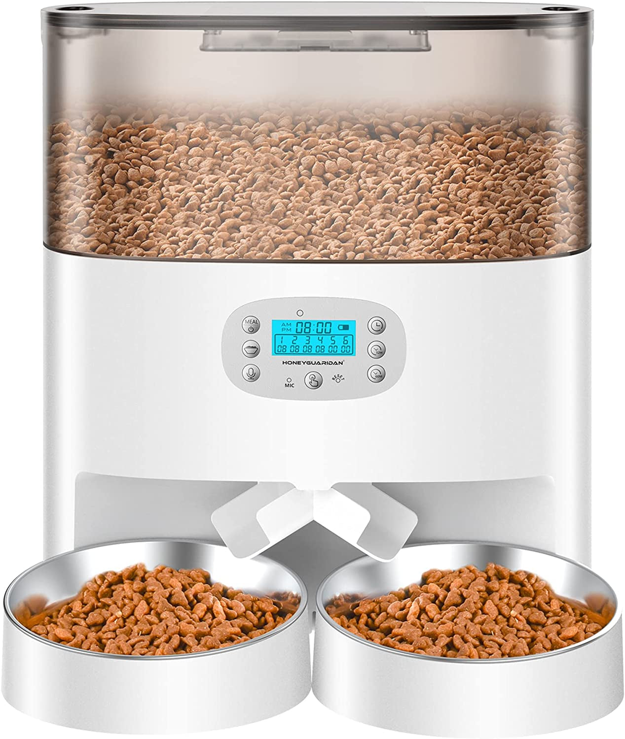 Automatic Pet Feeder with Dual Power Supply and Portion Control for Cats and Dogs