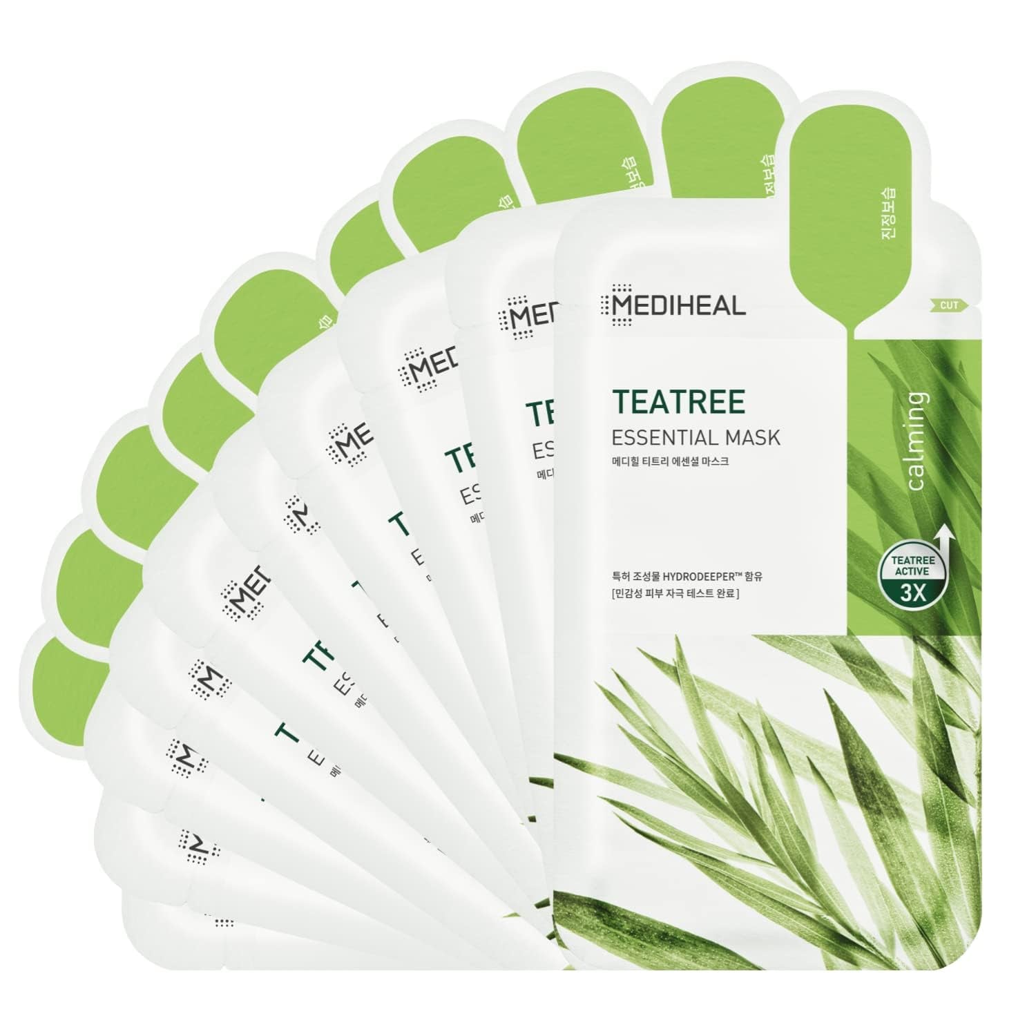 Mediheal Official Best Korean Sheet Mask - Tea Tree Essential Face Mask 20 Sheets Skin Soothing Treat Blemishes Sebum Control for All Skin Types Value Sets Acne Prone