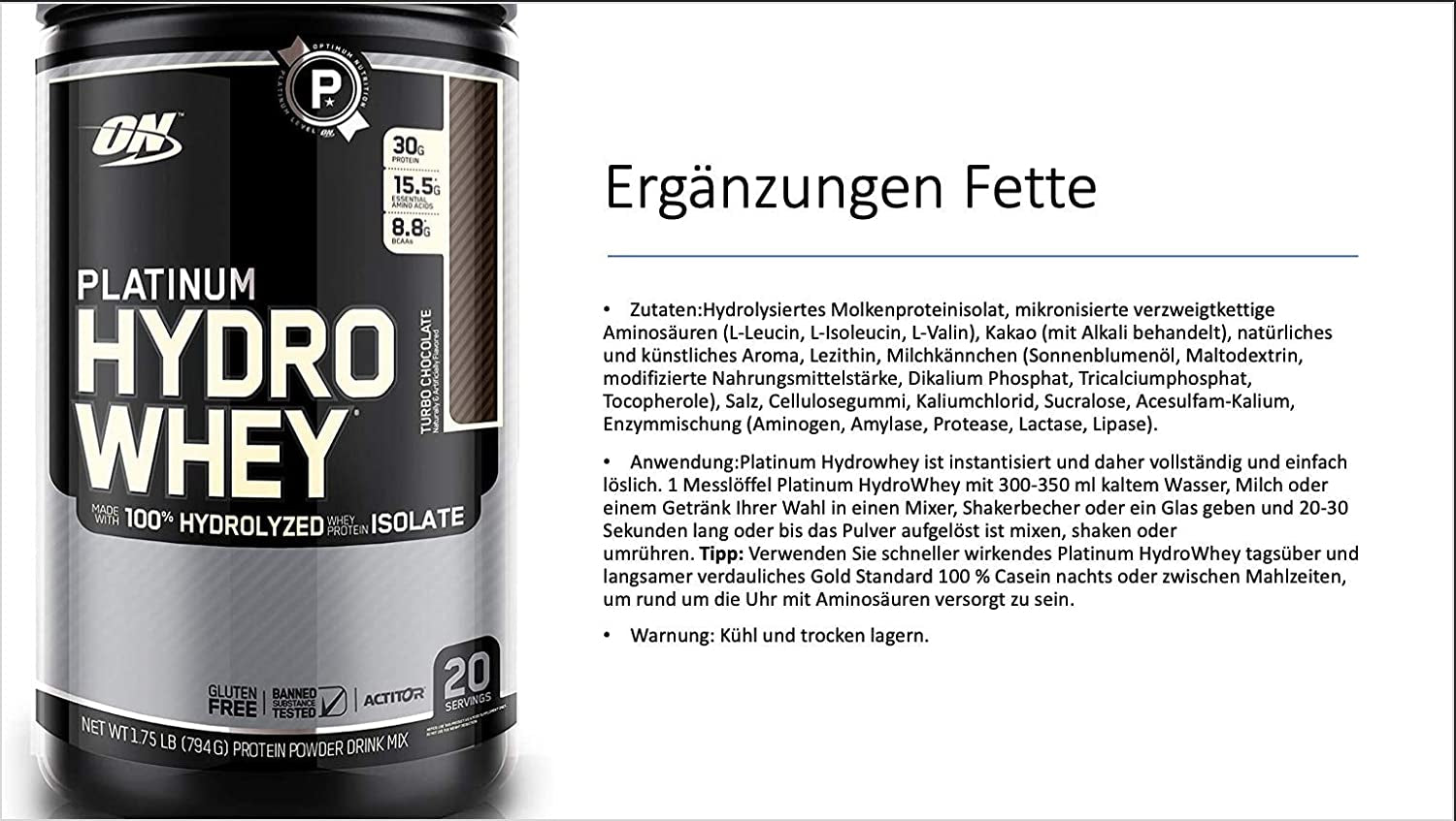 Optimum Nutrition Platinum Hydrowhey Protein Powder, 100% Hydrolyzed Whey Protein Isolate Powder, Flavor: 1.75 Pounds