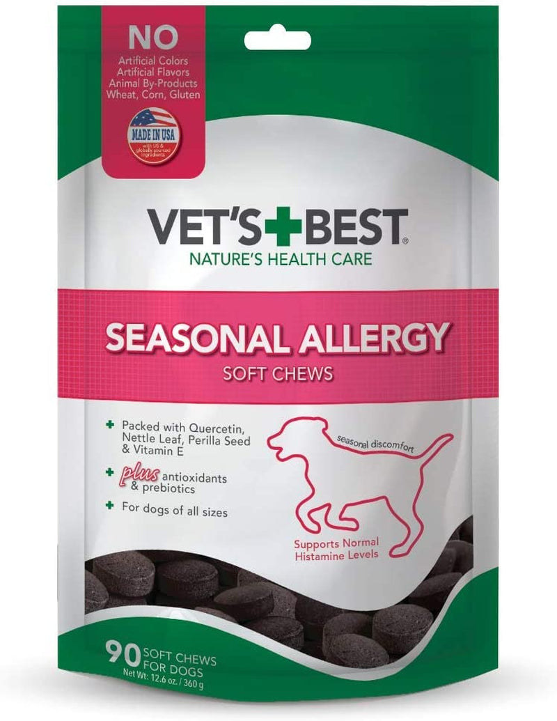 Vet'S Best Seasonal Allergy Soft Chew Dog Supplements | Soothes Dogs Skin Irritation Due to Seasonal Allergies | 30 Day Supply