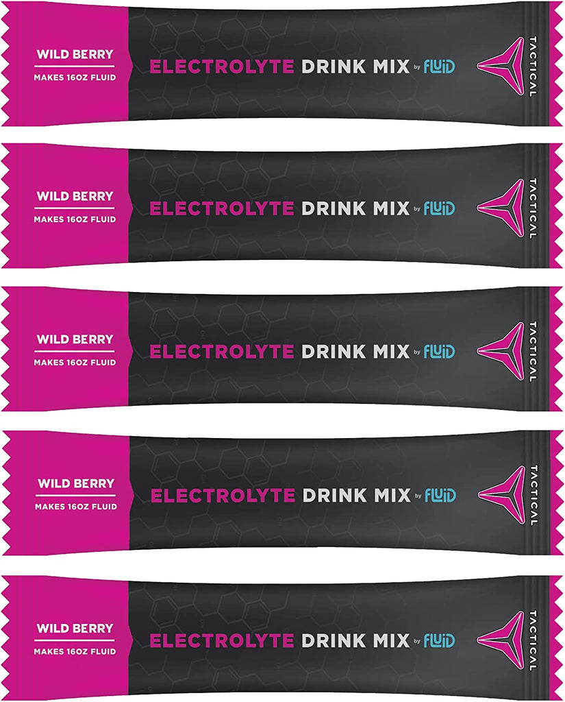 "Fluid Tactical Electrolyte Powder Packets - Stay Hydrated, Boost Performance, and Beat Cramps with Low-Sugar Electrolyte Drink Mix (Variety Pack)"